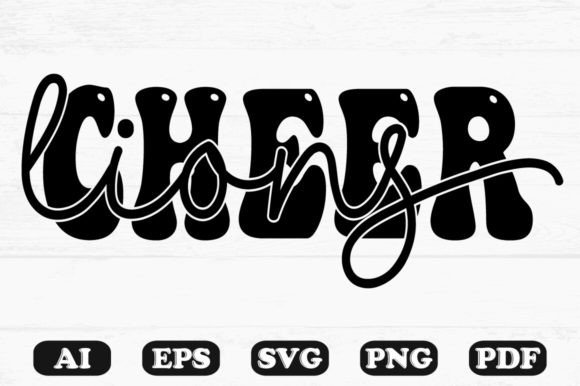 Cheer Lions Retro Wavy SVG Graphics for Crafts