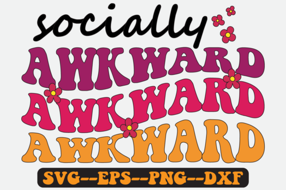 Socially Awkward Groovy Retro SVG Graphics for Crafts